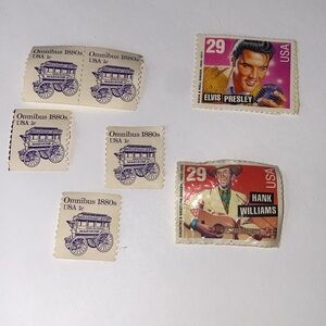 Vintage Lot of 7 Uncirculated US Postage Stamps 29 Elvis Presley & Hank Williams